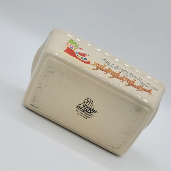 Nantucket Christmas Ceramic Mini Loaf Pans Vintage Ornaments & Santa Set of 2 - Picture 14 of 15